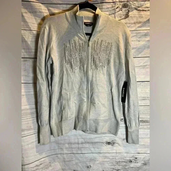 Bebe embellished zip up sweater NWT - Picture 1 of 9